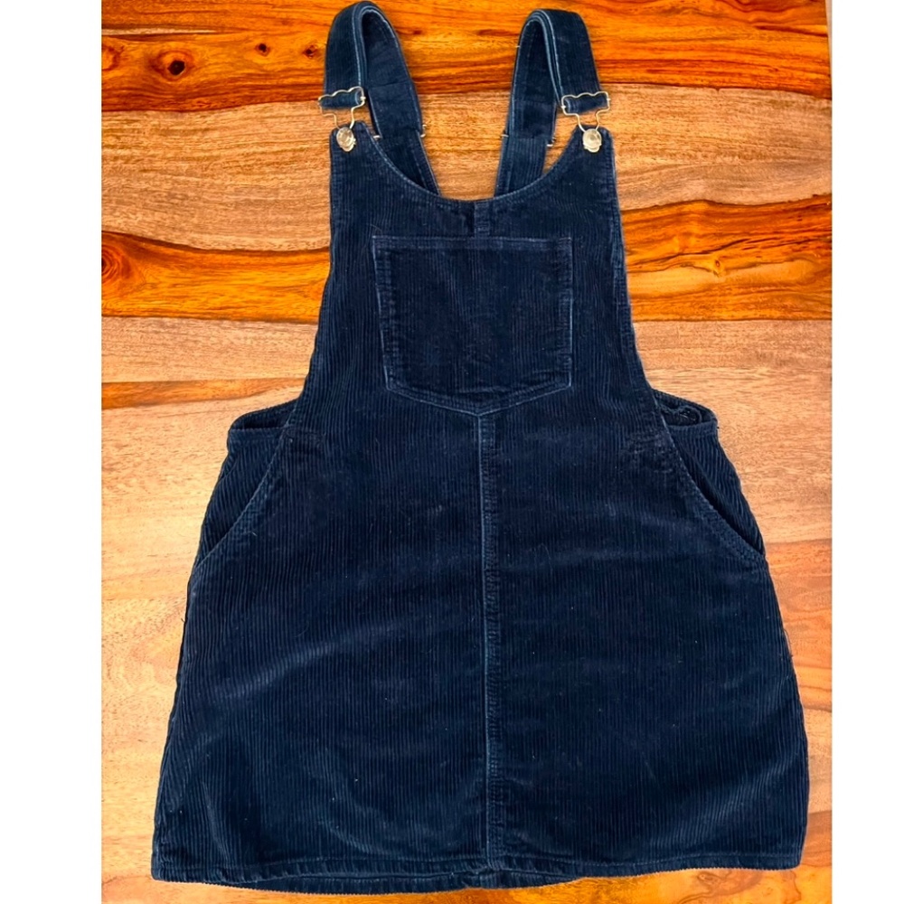 ZARA Blue Corduroy Overall Dress, Size S